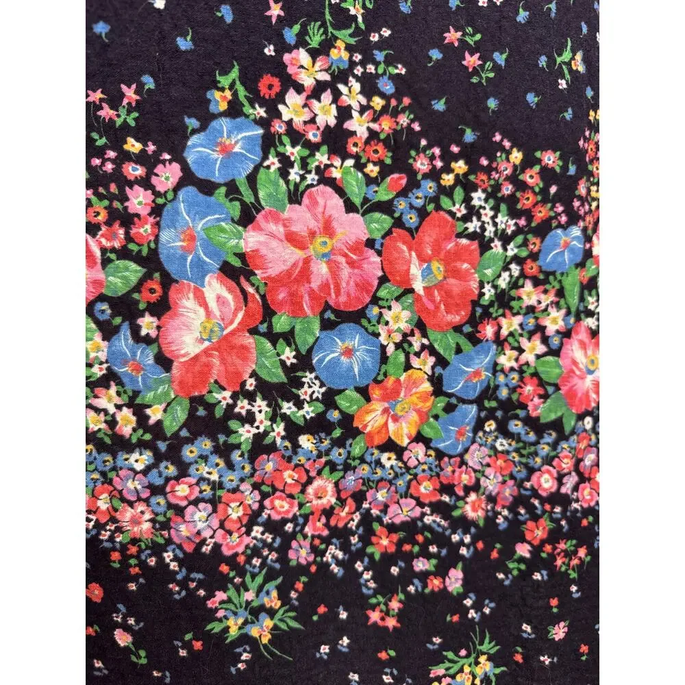 Vintage 70s The Fig Leaf Floral Smocked Cottagecore Prairie Midi Cotton Dress XS